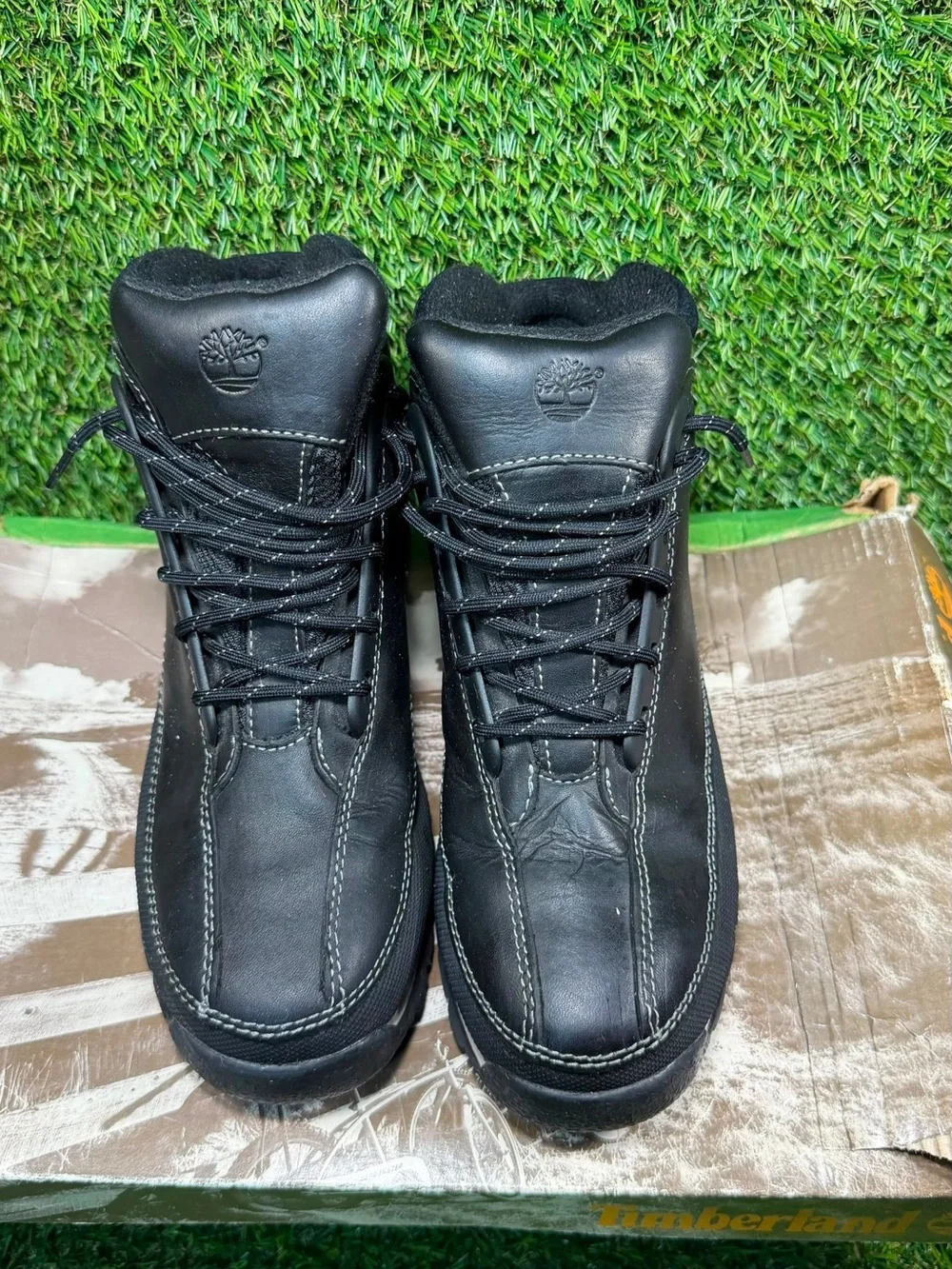 Timberland Junior Euro Dub Black Leather Boots Size 5M 86916